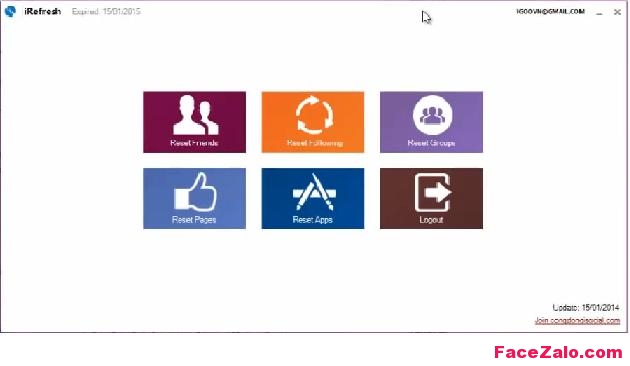 Refresh tài khoản Facebook, Auto UnLike FanPage và xóa Group linh tinh
