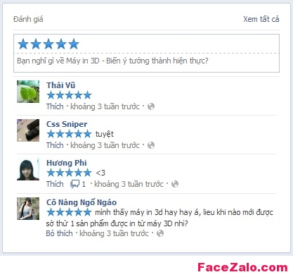 Tính năng xếp hạng (Reviews Box) giúp Facebook Fanpage của bạn thêm hấp dẫn