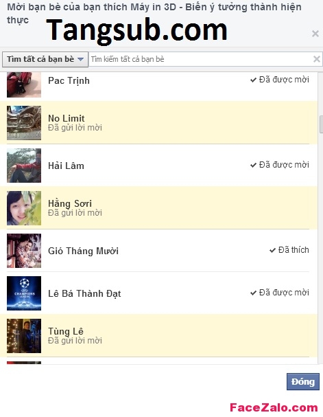 Cách mời tất cả bạn bè Facebook Like Fanpage-tham gia sự kiện event.